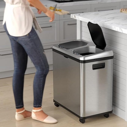 iTouchless 16 Gallon Touchless Sensor Kitchen Trash Can and Recycle Bin