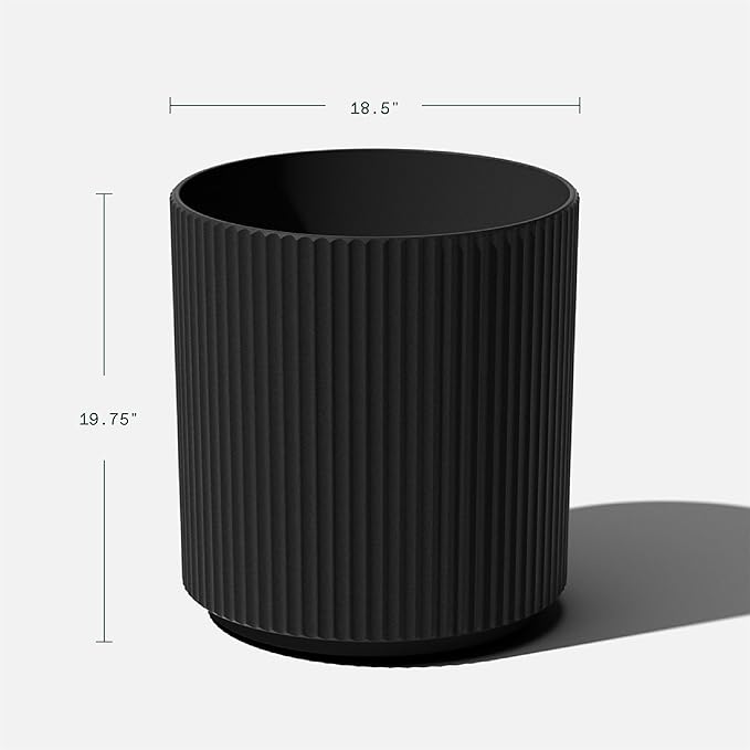 Veradek Mason Series Demi Planter - Large Round Planter for Indoor or Outdoor Patio/Balcony | Made from Plastic & Concrete with Drainage Holes | Modern Décor for Flowers, Trees, Tall Plants