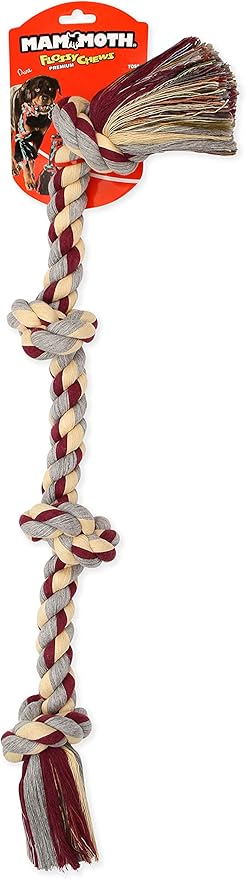 Mammoth Flossy Chews Color Rope Tug – Premium Cotton-Poly Tug Toy for Dogs – Interactive Dog Rope Toy – Tug Dog Chew Toy