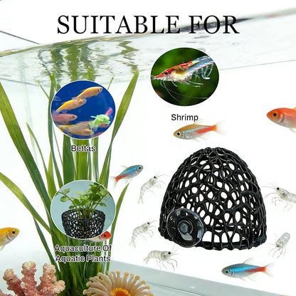 Cave with Suction Cup, Aquarium Betta Fish Hideout Habitat Decor, Stable Resting Hiding Place for Cherry Shrimp, Dwarf Shrimp, Guppy and Small Fish (Black)