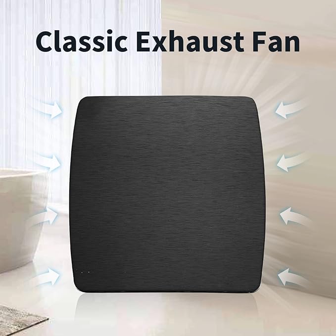 Zeyzer Black Bathroom Fan 110 CFM 1.0 Sone 5.9" Duct Square Ceiling or Wall