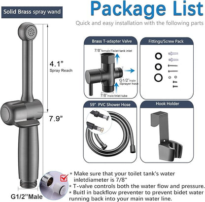SonTiy Handheld Bidet Toilet Sprayers Black Stainless, Cloth Diaper Sprayer