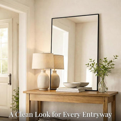 48''x36'' Extra Large Black Bathroom Mirror, Metal Framed Vanity Mirror
