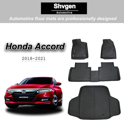 Compatible for 2018-2022 Honda Accord Floor Mats & Cargo Liner All Weather Car Floor Mats for 2018 2019 2020 2021 2022 Honda Accord Accessories