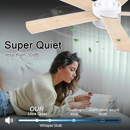 POCHFAN 42 inch White Ceiling Fans