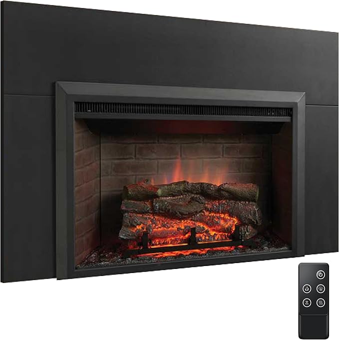 SimpliFire Electric Fireplace Insert, 32-Inch Black Traditional Fire Place