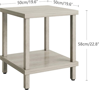 Large End Table Square Side Table Modern Sofa Table 20 Inch Industrial Coffee Table NightStand with 2-Tier Storage Shelf for Living Room Bedroom Oak Grey MLBZ06Z