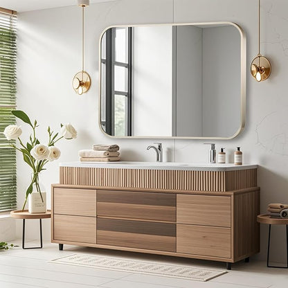 24x36 Inch Brushed Nickel Bathroom Mirror, Framed Rectangle Mirror