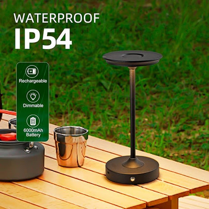 2 Pack Rechargeable Table Lamp, LED Cordless Table Lamp, 5000mAh Battery Operated Portable Table Light,Dimming for Restaurant/Patio/Outdoor(Black)