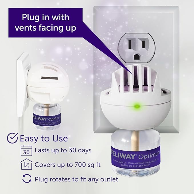 FELIWAY Aroma Diffuser, Optimum Cat, Enhanced Calming Pheromone, 48 mL | 30 Day