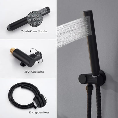 Iriber Matte black Shower System Wall Mounted Shower Faucet Mixer Set