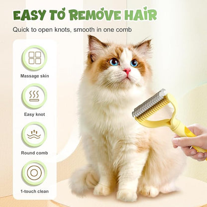 Double-Sided Pet Grooming Brush for Dogs and Cats, 2026 New Dog Deshedding Brush, Dematting Comb Removes Tangles Knots and Loose Fur, Ergonomic Pet Grooming Tool (Green)