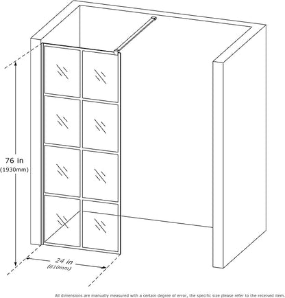 Mainzel 24" W x 76" H Fixed Shower Glass Panel, Frameless 3/8" ANSl Tempered