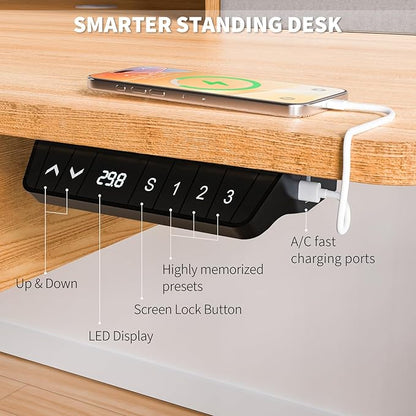 Electric Standing Desk, 63 * 30 Inches Adjustable Height