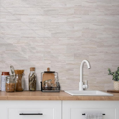 AULIGET 100-Piece Beige Slate Peel and Stick Backsplash Wall Tiles, Laundry Room