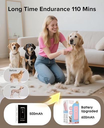 Pet Clippers for Dog Hair Grooming Low Noise, Rechargeable Cordless Cat Shaver with Ceramic Blade,Portable Pet Hair Trimmer for Matted & Long Hair