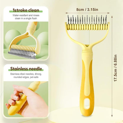 Double-Sided Pet Grooming Brush for Dogs and Cats, 2026 New Dog Deshedding Brush, Dematting Comb Removes Tangles Knots and Loose Fur, Ergonomic Pet Grooming Tool (Red*2)