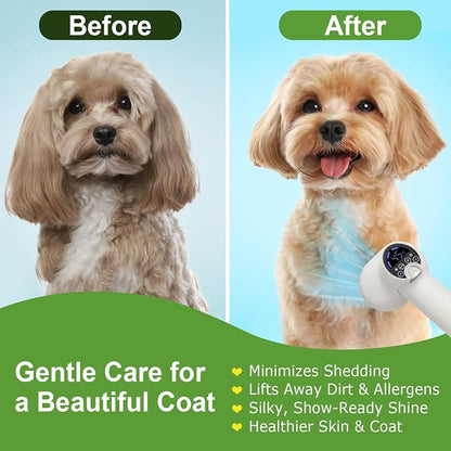 3-in-1 Dog Hair Dryer Brush - Adjustable Temp (35°C-60°C) & 4 Speeds, One-Touch Hair Collection for Safe Grooming of Small & Medium Dogs Cats