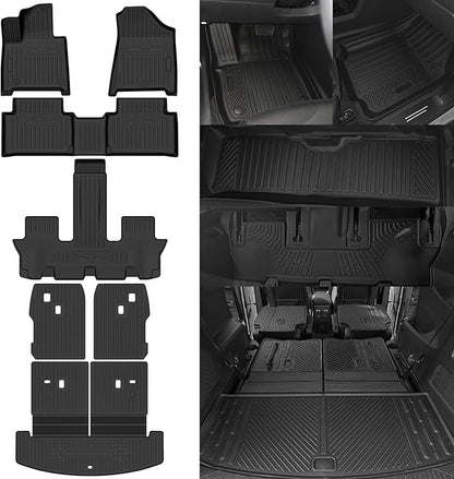 Floor Mats Fit for 2024 2025 2026 Hyundai Santa Fe 6 Seater Floor Mats & Trunk Mat & 2nd & 3rd Backrest Mats for Hyundai Santa Fe Accessories All Season Guard Odorless Anti-Slip Floor Liner
