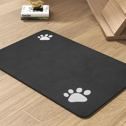 Pet Feeding Mat-Absorbent Dog Mat for Food and Water Bowl-No Stains Quick Dry Water Dispenser Mat-Dog Accessories Pet Supplies-Bowl for Messy Drinkers（Black,23"x34"