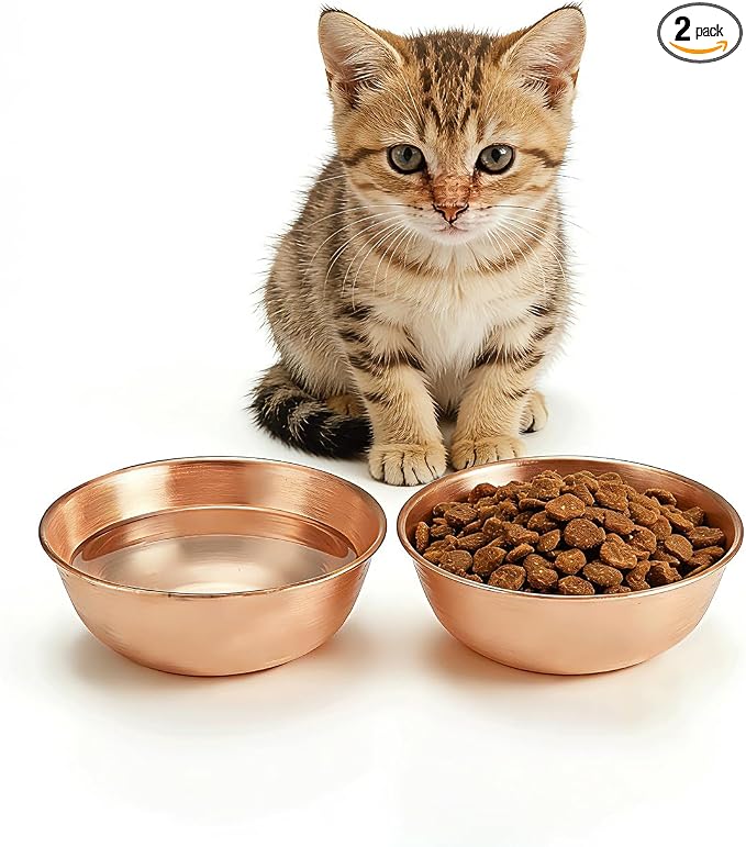 99.99% Pure Copper Pet Bowl, 5-Inch Copper Dog Bowl. This is A Small Copper Bowl Suitable for Small Household Pets. (2)