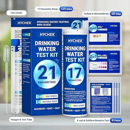 21 in 1 Accurate Drinking Water Testing Kits, 145 Strips + 4 Bacteria Tests