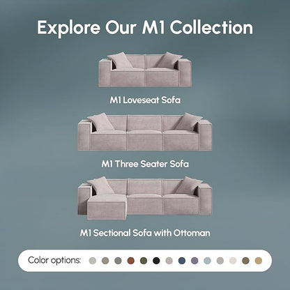 ROVE LAB M1 Modular Sectional Sofa with Ottoman, Sofa in a Box, Pet Friendly Modular Couch, Spill-Resistant,Sustainable, Stylish, Modern Sectional Couch for Living Room with SmartFoam Comfort