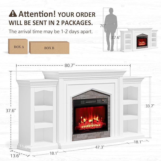 Naice 80" Electric Fireplace