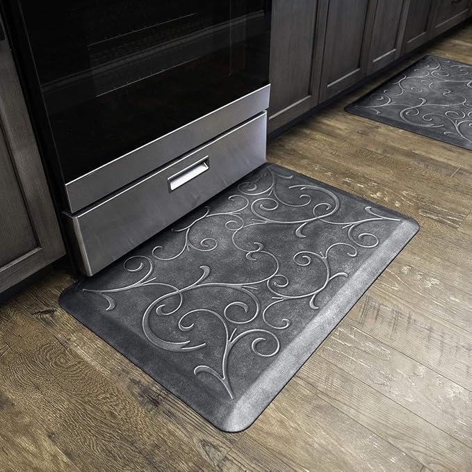 WellnessMats Bella Collection Anti-Fatigue Floor Mat, Polyurethane – Ergonomic Support Pad for Home, Kitchen, Garage, Office Standing Desk – Water Resistant - Made in USA