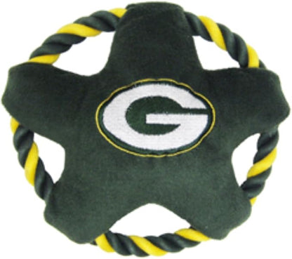 NFL Green Bay Packers PET GIFT BOX with 2 Licensed DOG TOYS, 1 Logo-engraved NATURAL DOG TREAT, 1 NFL JERSEY, 1 NFL Puppy Training Bells & 1 Car Seatbelt