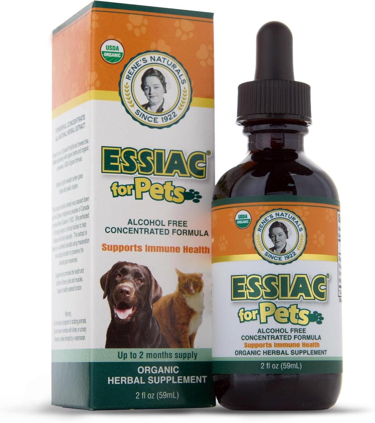 Essiac for Pets | USDA Organic | Daily Drops for Immune Support and Longevity | Pre-Measured Dropper | Alcohol Free Concentrated Formula | 2oz (59ml)