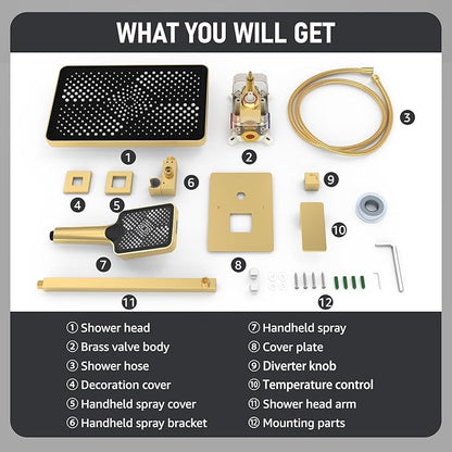 Iriber Gold Shower System Wall Mount