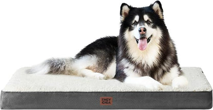 EHEYCIGA Orthopedic Dog Bed Large with Removable Washable Cover, 50IN Beige | Egg Crate Foam Support, Durable Oxford fabric, Non-Slip Bottom, Machine Washable, Soft Waterproof Plush Pet Bed Mat For Crate