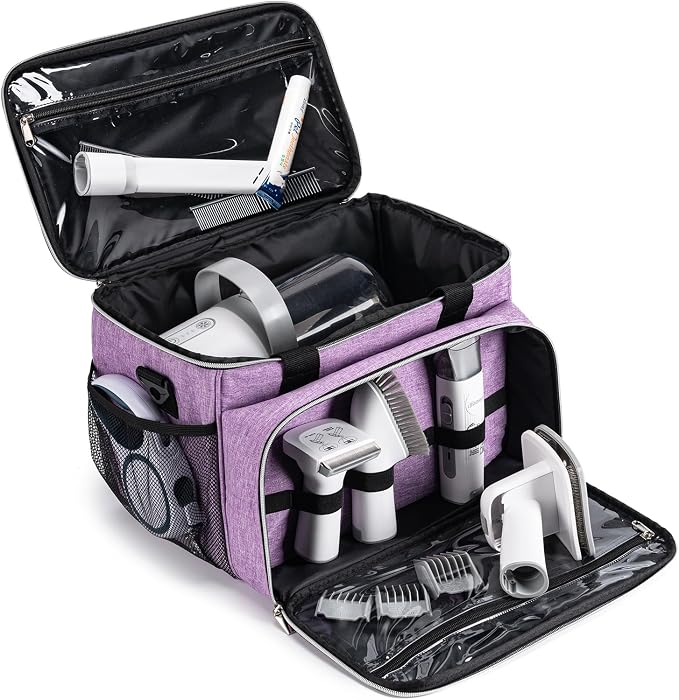 Dog Grooming Vacuum Bag, Pet Grooming Kit Bag Perfect for Dog Hair Vacuum & Grooming Tool Kit Accessories- Purple