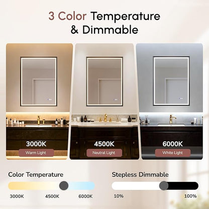 USHOWER 36X30 LED Bathroom Mirror