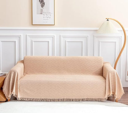 Deep Dream Sofa Cover, Sectional Couch Covers, Couch Covers for 3 Cushion Couch, Couch Cover for Dogs, Geometrical Jacquard Fabric Sofa Cover (XX-Large, 91" x 134", Brown)