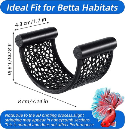 Black Betta Fish Hammock, Aquarium Floating Rest Platform for Small Fishes Floating Bed for Small Fish Betta Hammock Fishes Tank Accessories for Shrimp Fishs Bettas (Black)