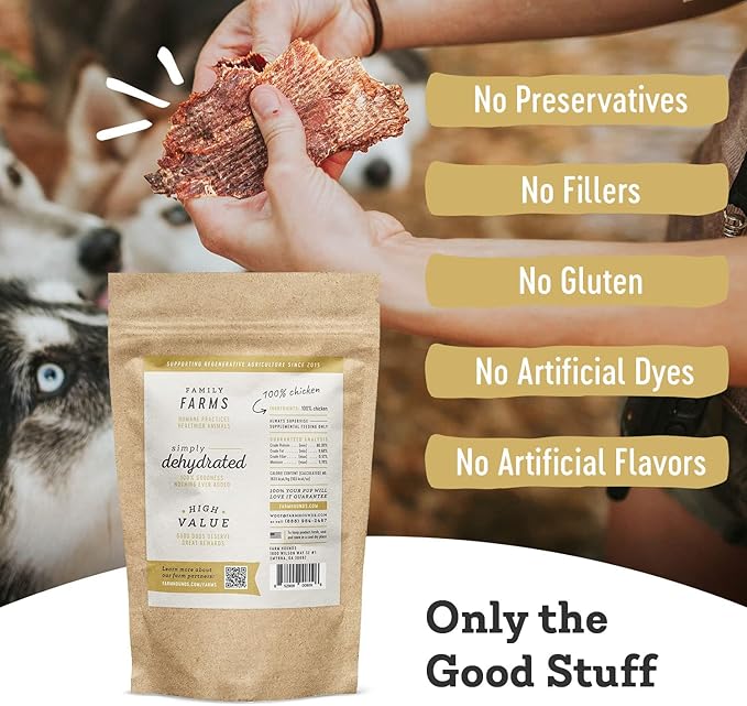 Farm Hounds - Chicken Jerky - Premium Natural Jerky for Dogs - 100% Humanely Raised Chicken - Break-to-Size - Great for Training & Treats - No Added Fillers - Made in USA - 3.5 oz -2 Pack