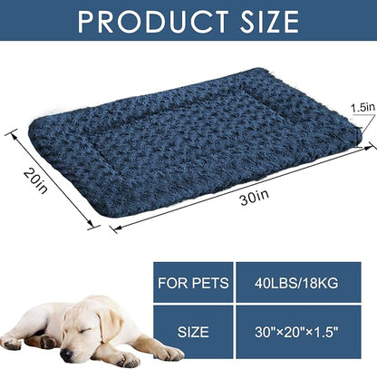 4 Pcs Washable Dog Bed Plush Orthopedic Outdoor Crate Mat with Non-Slip Bottom,Luxe Kennel Pad for Pets,Cozy Cage Cushion&Pet Sleeping Mattress Large Sized,Medium,Small Dogs,30 x 20 inch,Color Blend