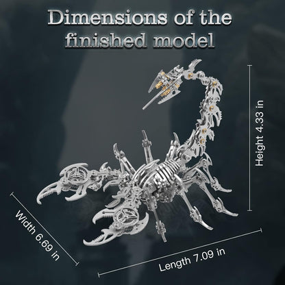 Scorpion 3D Metal Puzzles Kits for Adults Teens – 454 Pcs – Mechanical Assembly Models – 4 Hours to Build – Ideal for Gifts and Decorations (Silver)