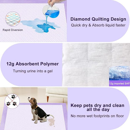 Boscute Lavender Scented Thicken 6 Layers Heavy Absorbent 30"x36" Pet Training Dog Pee Pads, Extra Large Polymer Leak-Proof Quick Dry Puppy Pee Pads, Disposable Pee Pads for Dogs Cats Rabbit 150Counts | Heavy Absorbent up to 7 Cups, Quick Dry, for Dogs...
