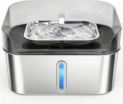 No Spill Dog Water Fountain Stainless Steel, Large 8L/2.1Gal Ultra Quiet | Pet Water Fountain for Cats Dogs Indoor, Automatic Dog Water Bowl Dispenser
