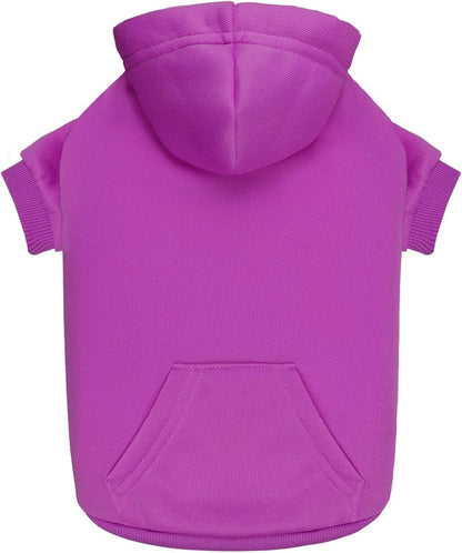 Dog Sweaters for Medium Dogs Dog Hoodie Dog Sweater Solid Soft Brushed Fleece Dog Clothes Dog Hoodie Sweatshirt with Pocket(Purple-M)