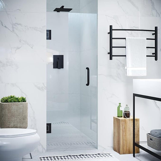 ANZZI 70" x 24" Frameless Shower Door in Matte Black, Water Repellent Glass
