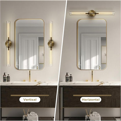 Brass Wall Sconce, 30" Knurling Sconces,Bathroom Vanity Light Fixtures, Modern Wall Lights for Mirror Living Room, Bathroom, Hallway,Staircase (1 Pack)