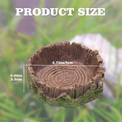 4 Pack Hermit Crab Water Dish Food Bowl, Resin Tree Trunk Reptile Feeding Bowls, Tank Aquarium Accessories for Bearded Dragon Leopard Gecko Lizard Tortoise Snail Toad Frog - 2.75 Inch in Diameter