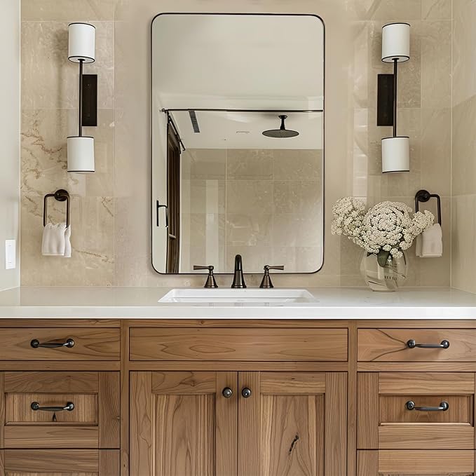 ANDY STAR Wall Mirror for Bathroom, Rounded Rectangle Mirror for Vanity