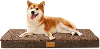 Patas Lague Orthopedic Large Dog Bed Washable Pet Sofa Mat 36''X24'' Brown | Egg-Crate Foam Dog Couch For Large Sized Dogs, Waterproof Removable Cover, Soft Pet Crate Bed With Nonskid Bottom