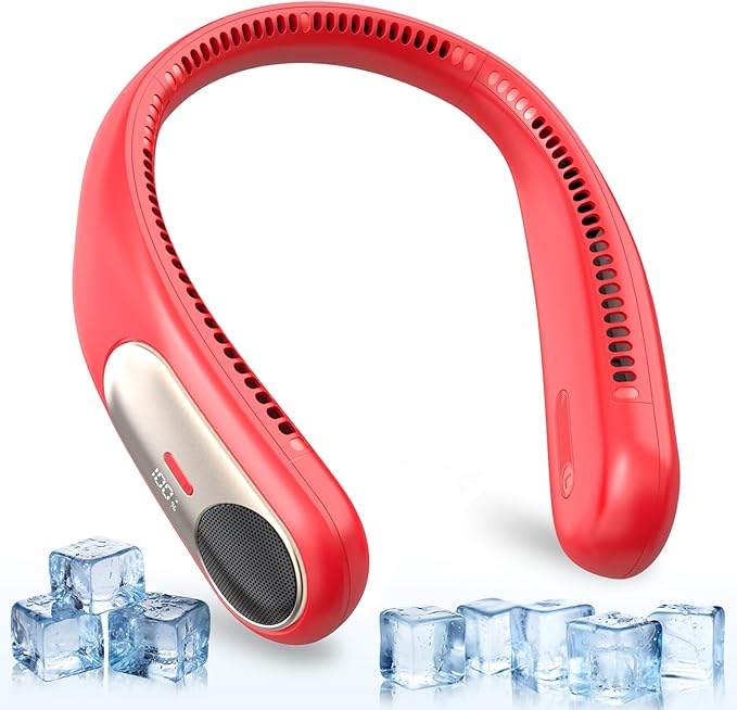 Portable Neck Fan, Personal Wearable Bladeless Fan, LED Display, 6000mAh USB