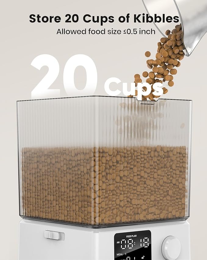 oneisall Automatic Cat Feeder for 2 Cats, 20 Cups/5L Automatic Cat Food
